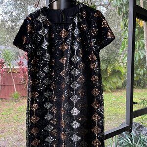 Clover and sloane, glamorous Black, Silver, and Gold design Sequin Dress